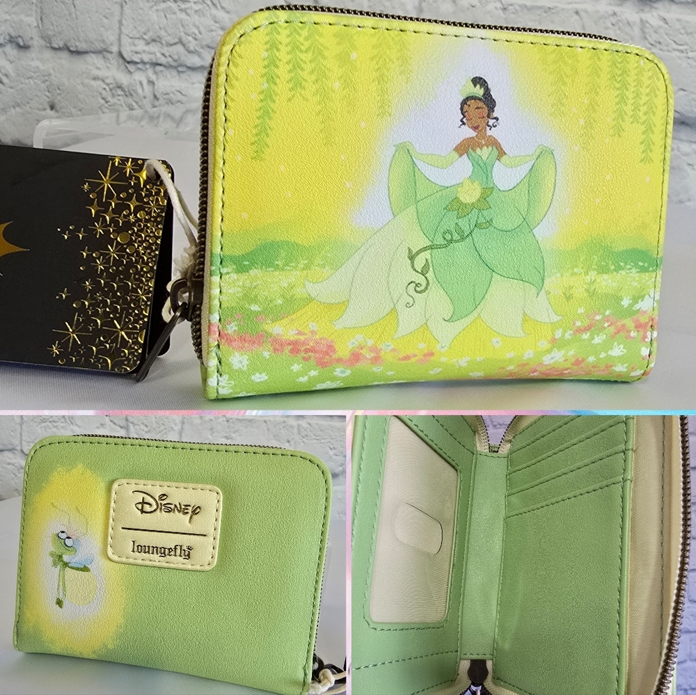 Loungefly Tiana Disney Princess Green Zip Wallet Princess and the Frog Bayou New